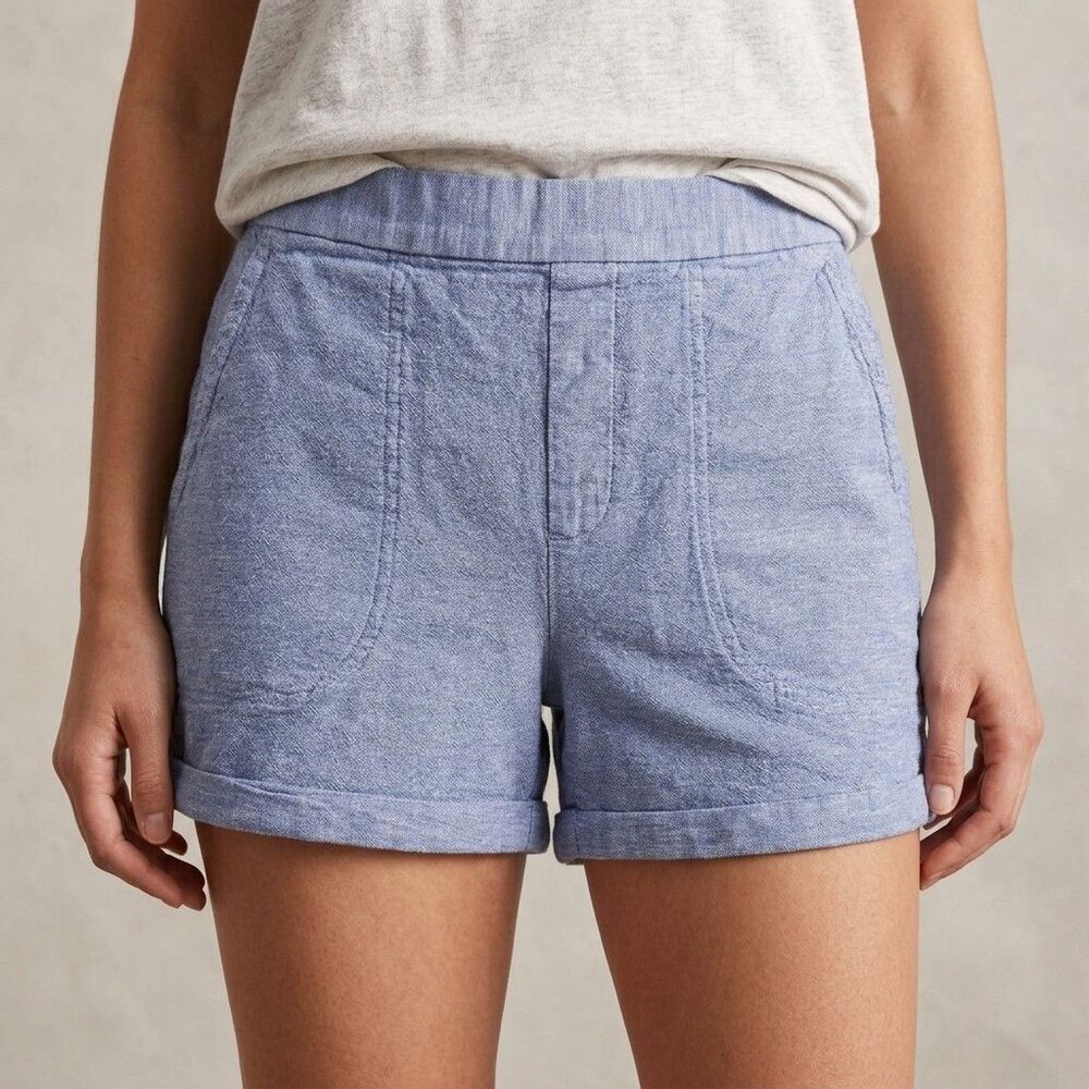 Banana Republic Linen Blend Chino Shorts Womens XS Blue Preppy